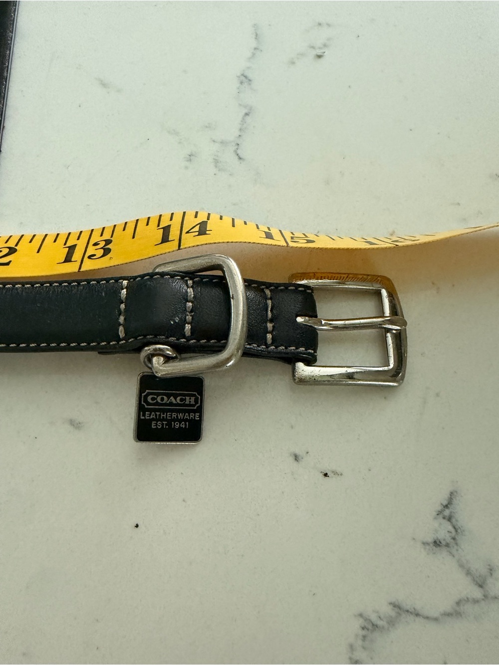 Coach Black Leather Dog Collar with Signature Tag and Silver Hardware - Picture 3 of 8